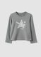 Grey organic cotton T-shirt with front print for girls_0