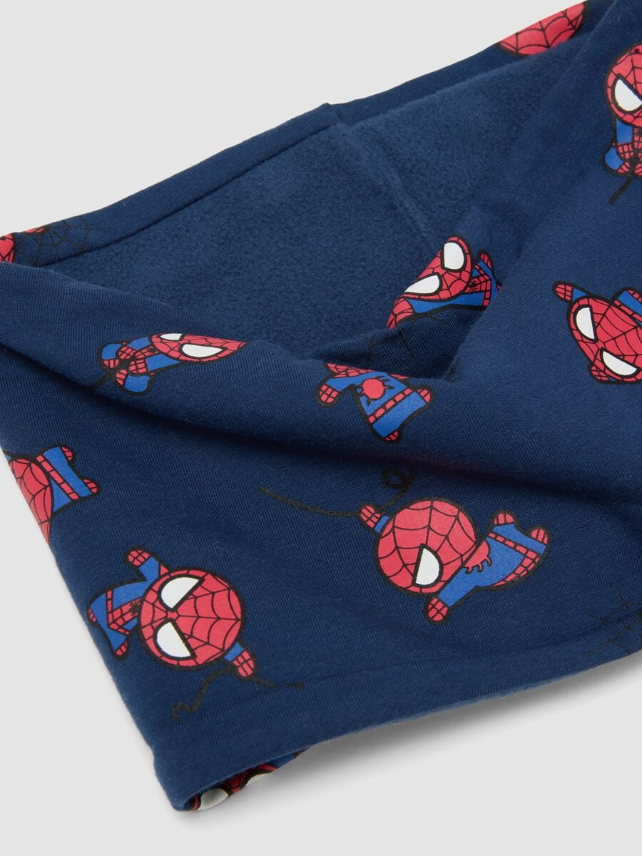 Blue MARVEL Spider-Man neck warmer in stretchy organic cotton_1