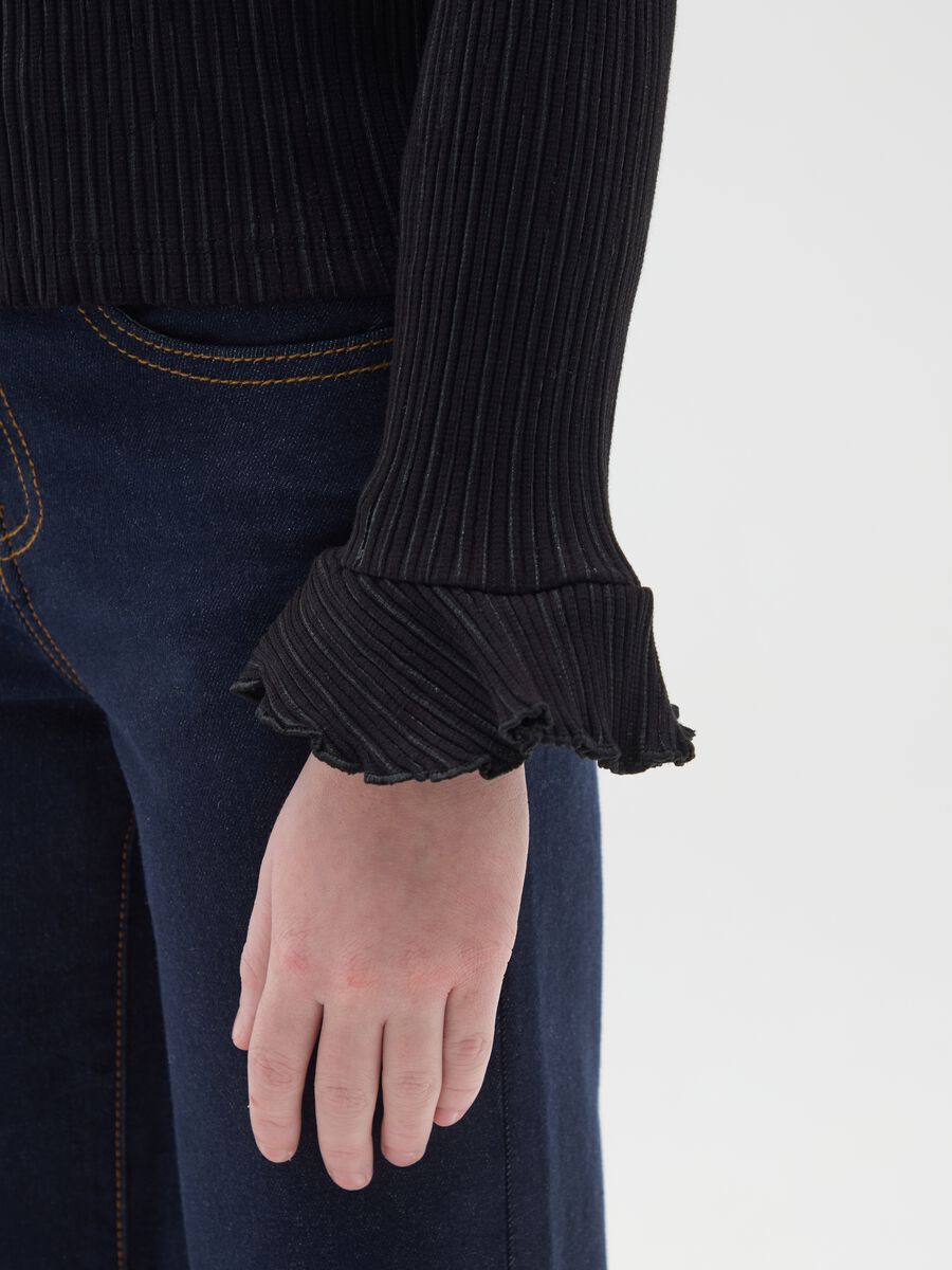 Maglia da ragazza in cotone elasticizzato nera regular fit_2