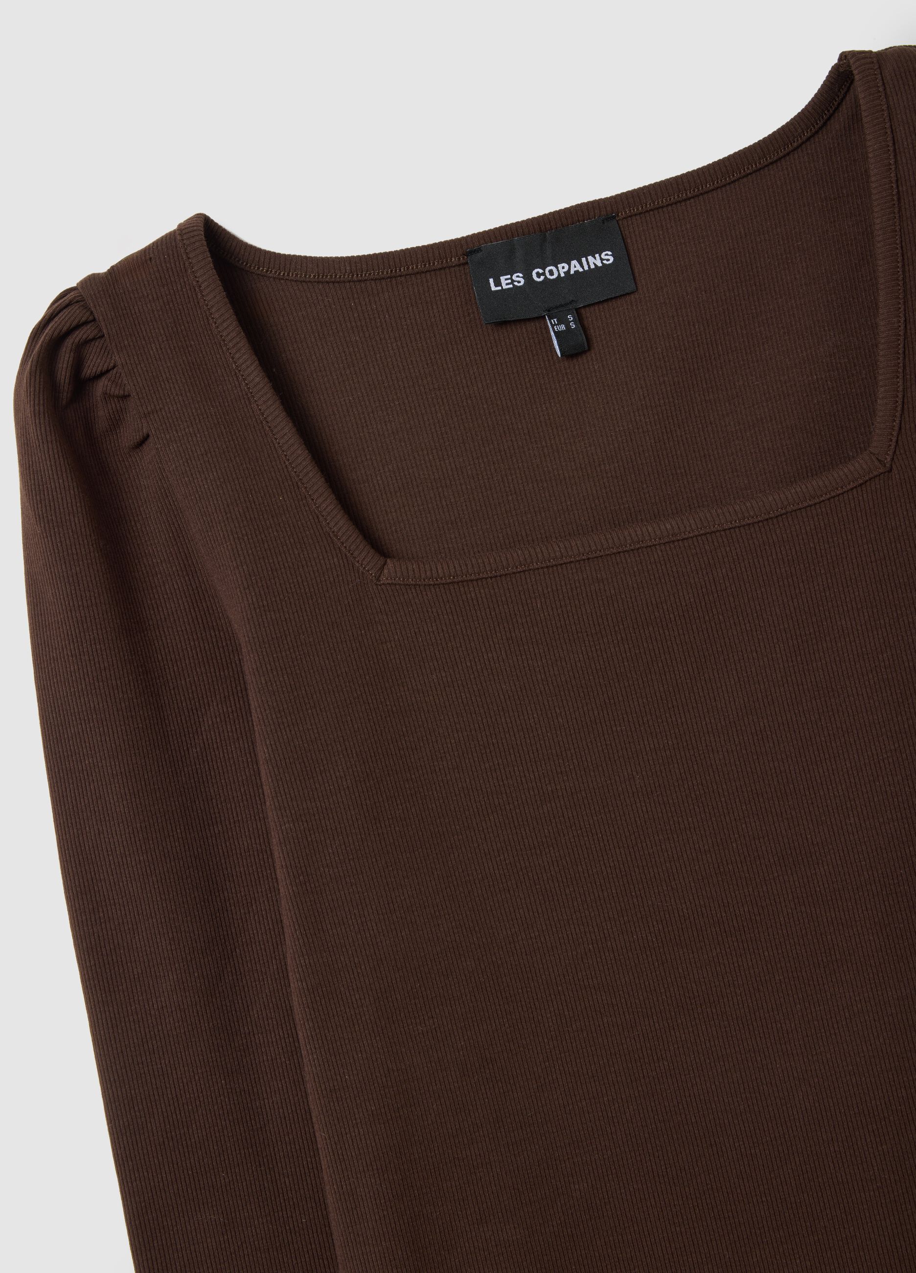 Stretch Long Sleeve Brown T-shirt
