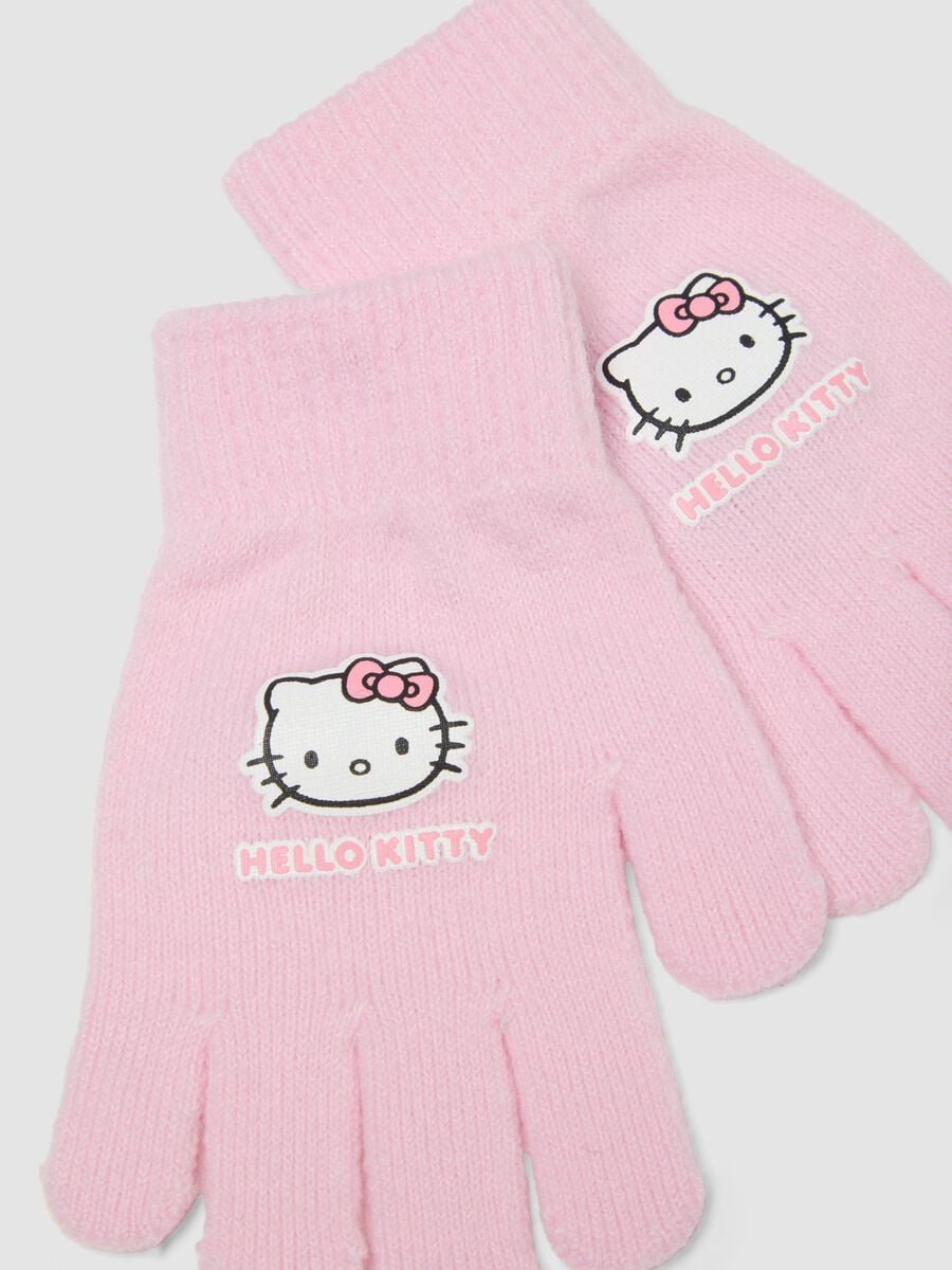 Pink stretch-fabric gloves with Hello Kitty print_2