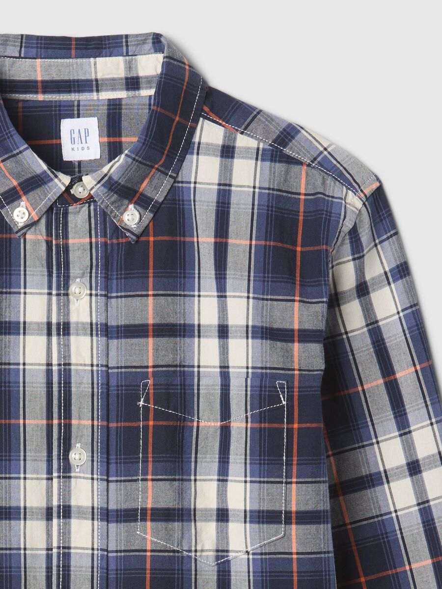 Camicia in popeline con stampa check_4