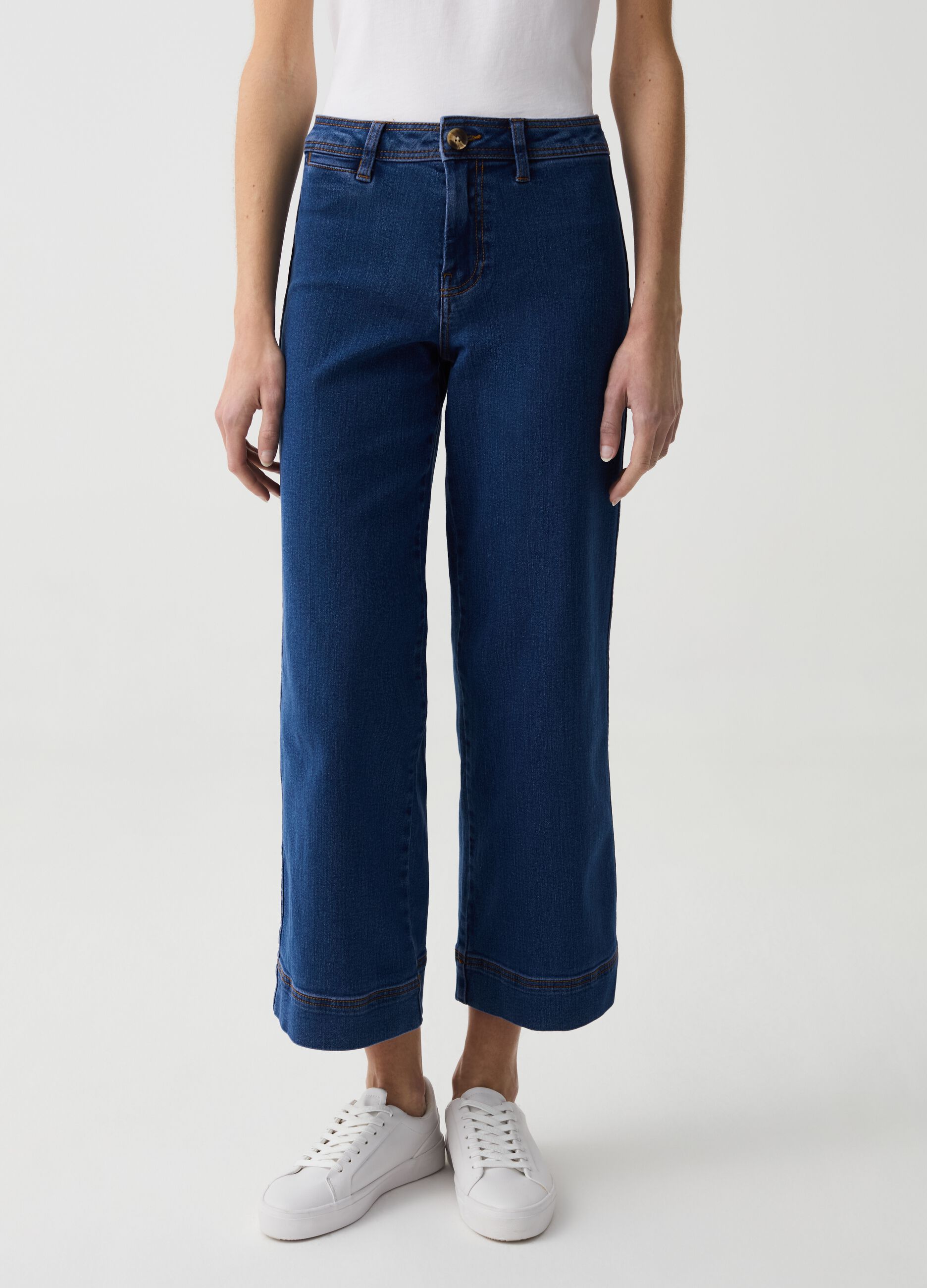 Jeans culotte wide leg cropped