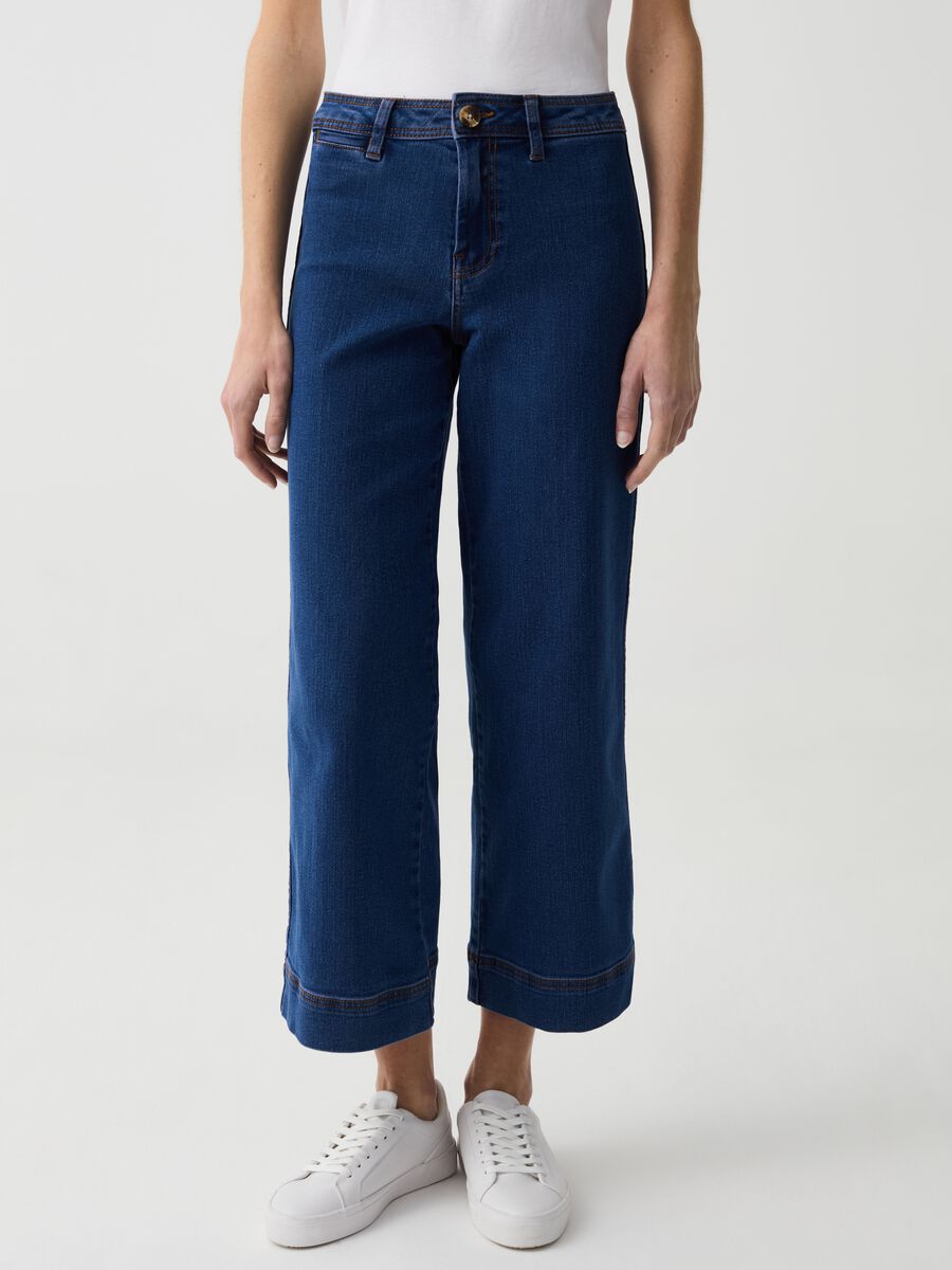 Wide-leg cropped culotte jeans_1