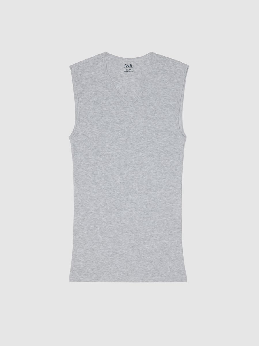 Grey vest in cotton with V neck_4