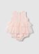 Pink stretchy cotton baby romper with ruffles_1