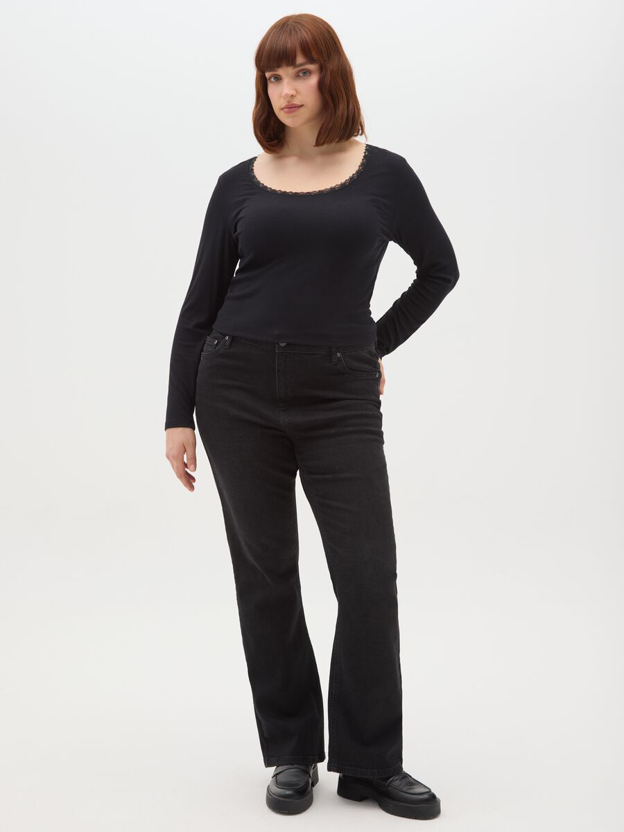 T-shirt a maniche lunghe nera regular fit_1