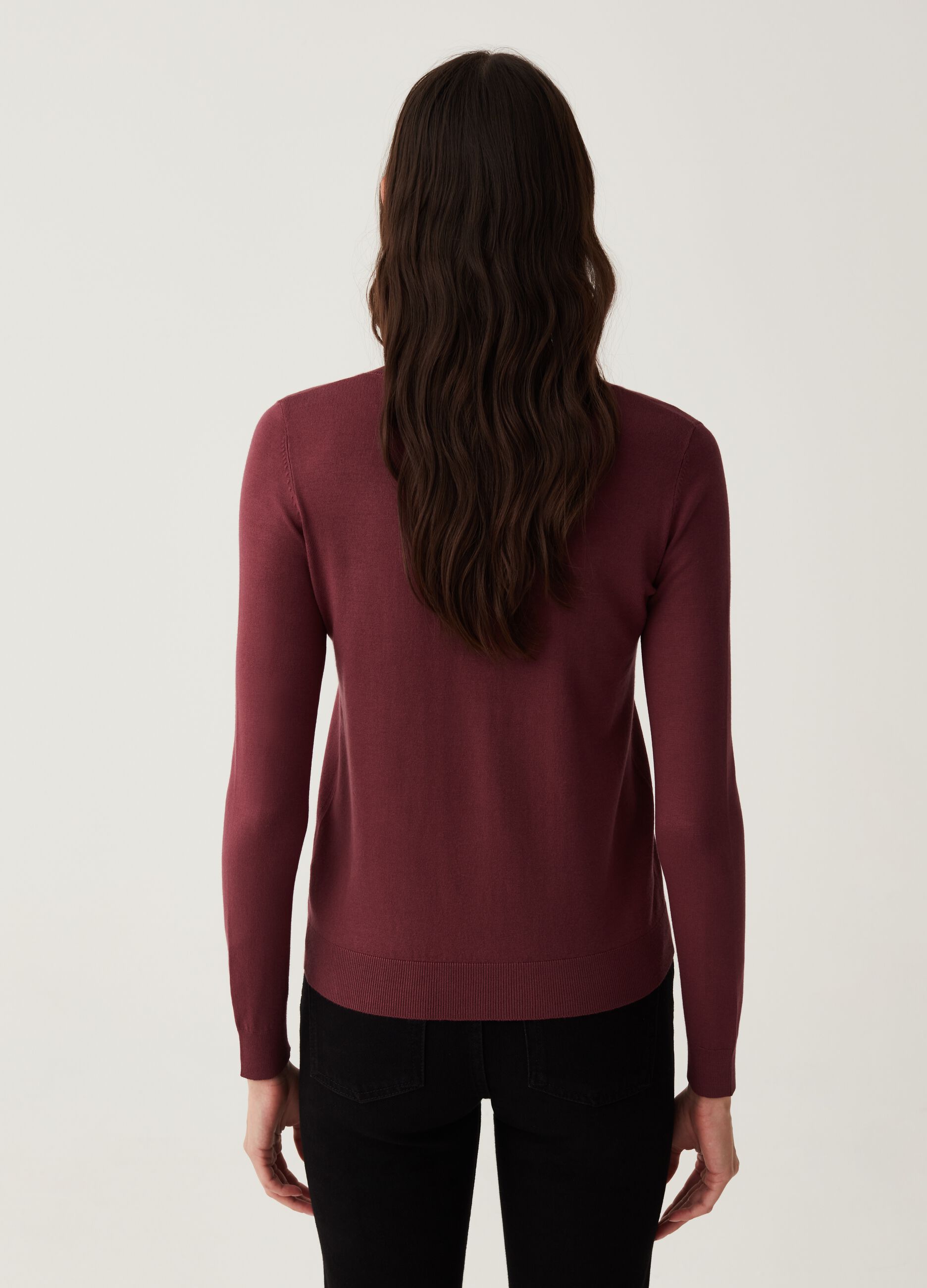 Cardigan girocollo tinta unita
