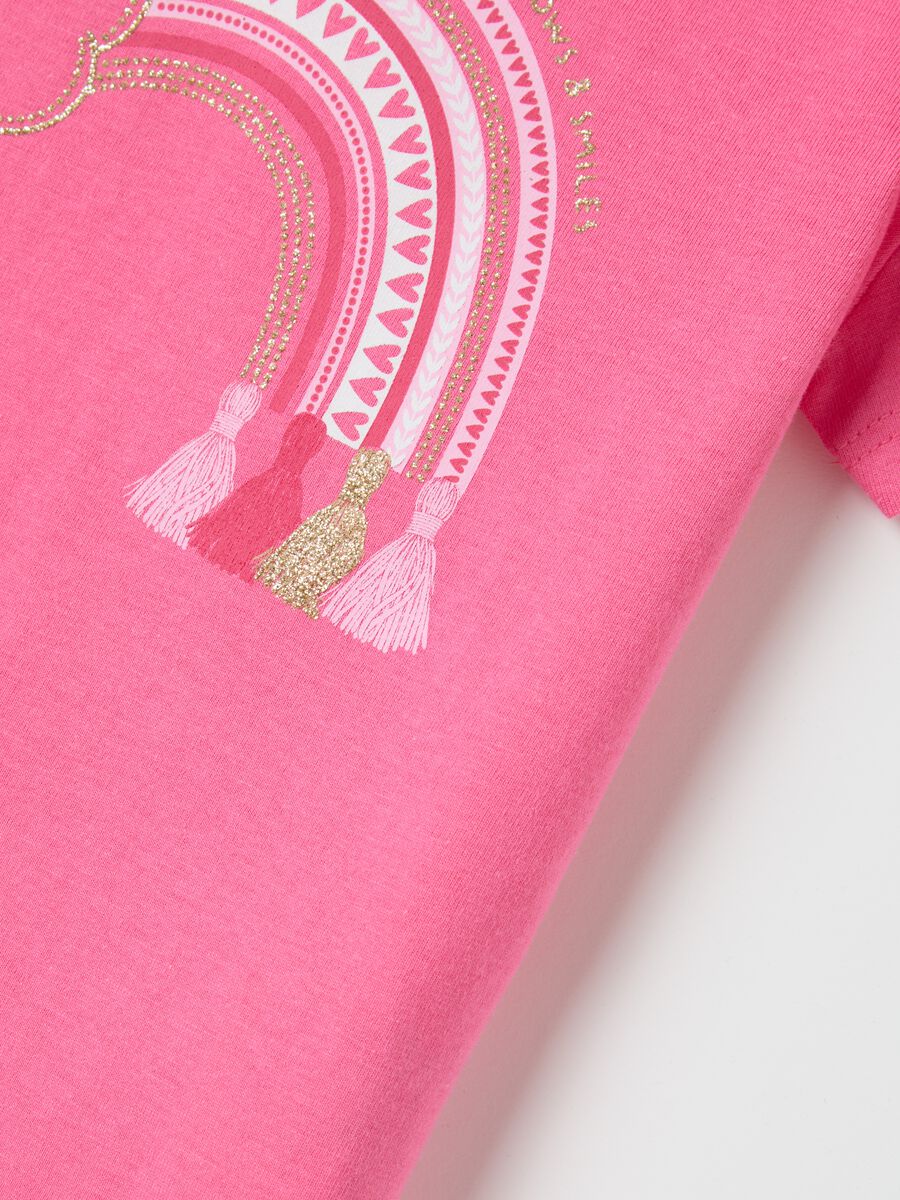 Pink T-shirt in cotton with print_3