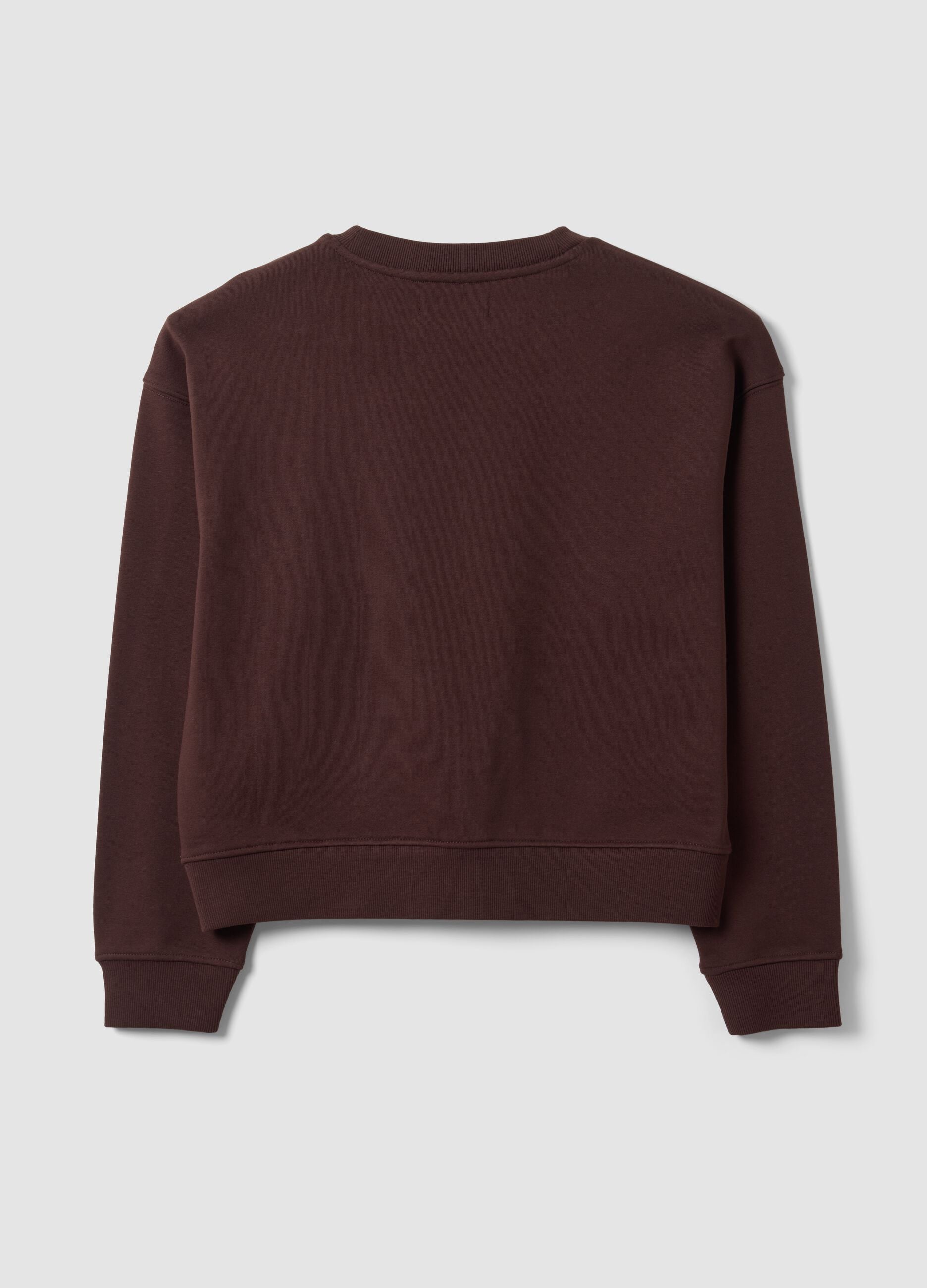 Brown cotton-blend crew-neck sweatshirt, regular fit