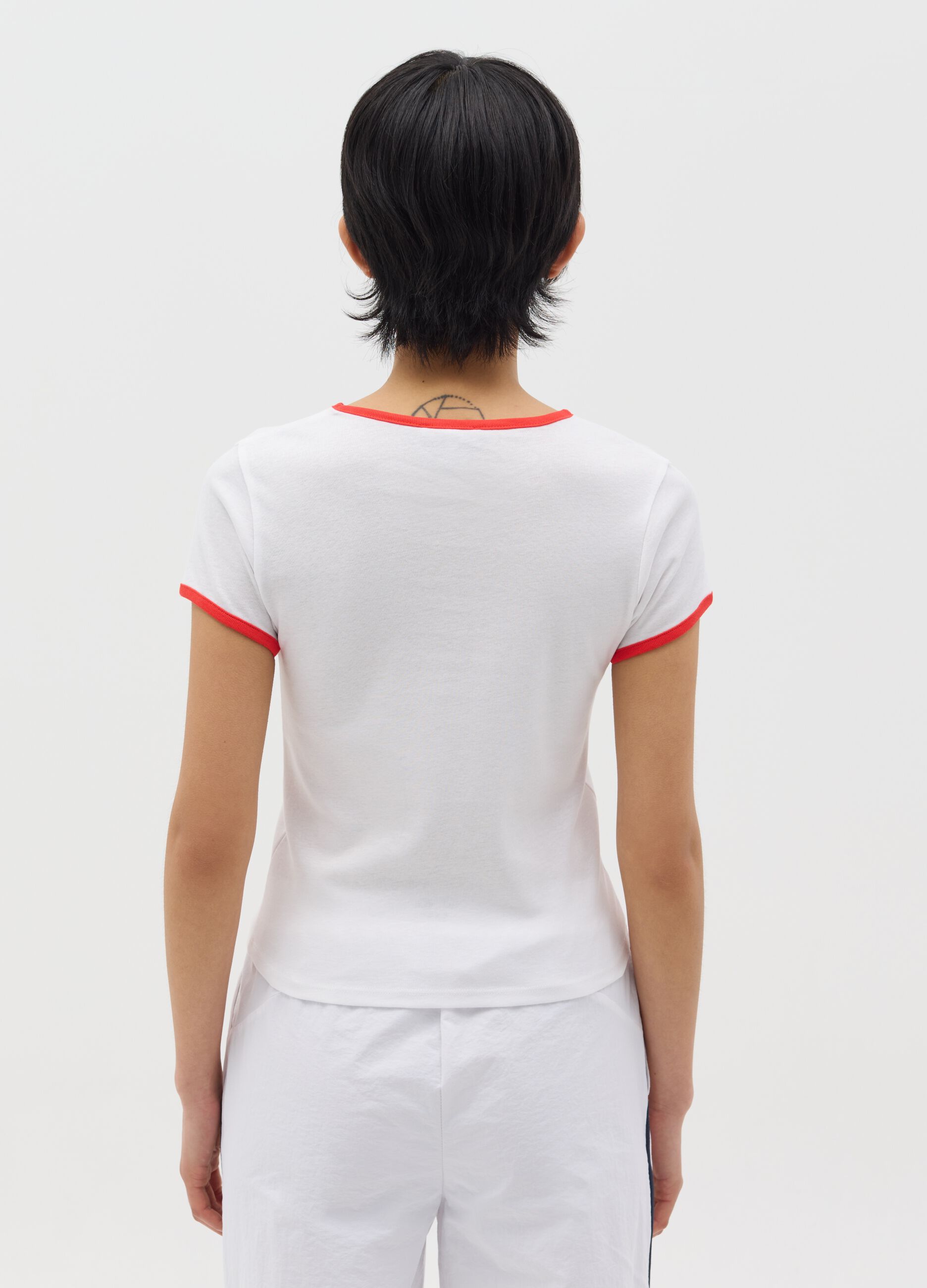 White slim-fit T-shirt in cotton