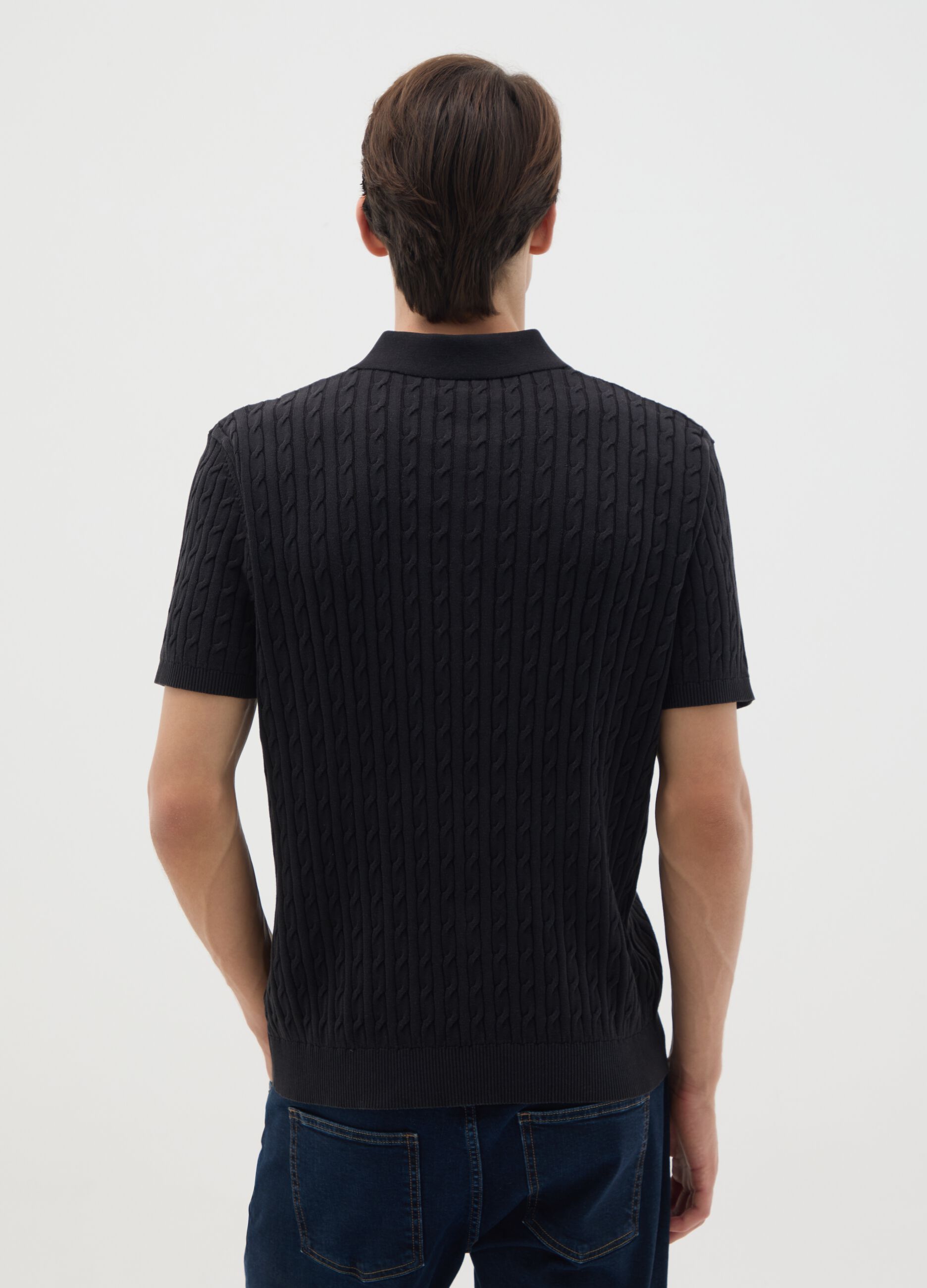 Black pure cotton polo regular fit