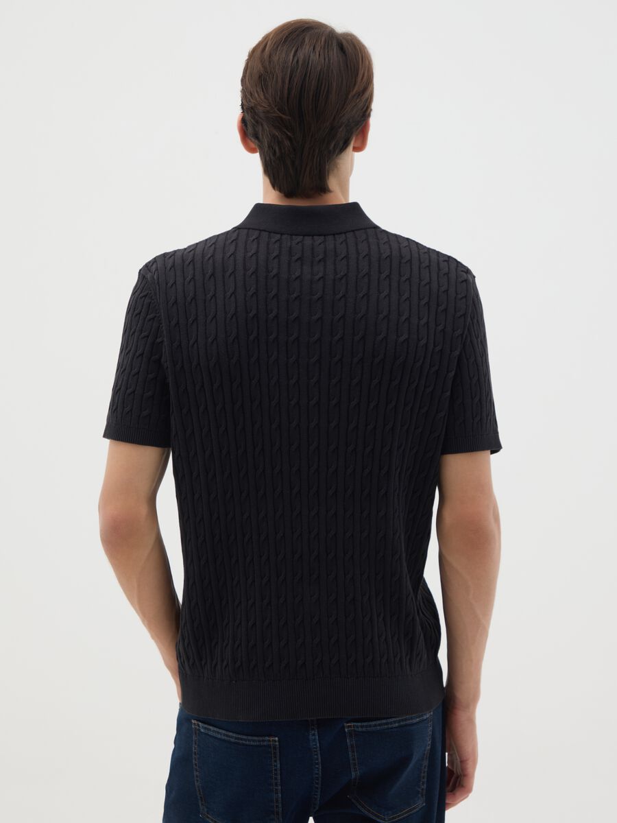 Polo in puro cotone nero regular fit_3