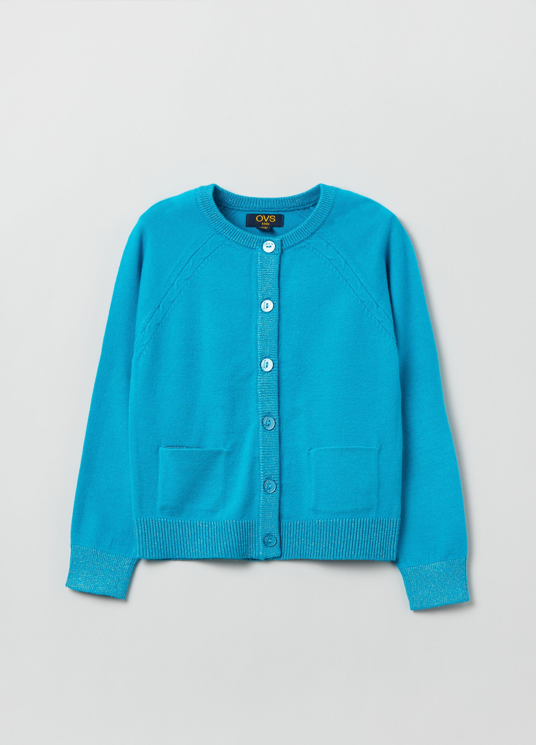 Cardigan girocollo con lurex_0