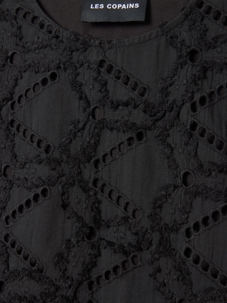 Black Broderie Anglaise Cotton Tank Top_5