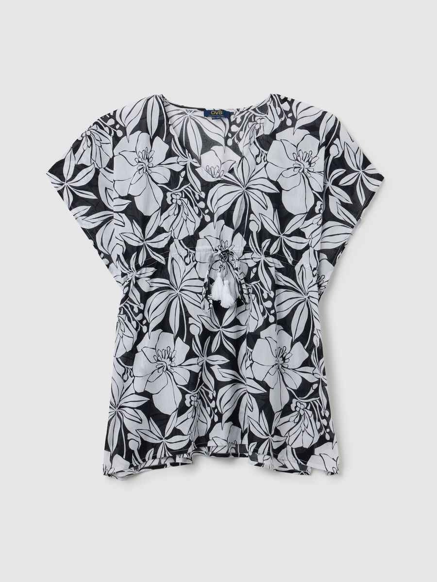 Women’s short multicoloured beach cover-up in 100% cotton_4