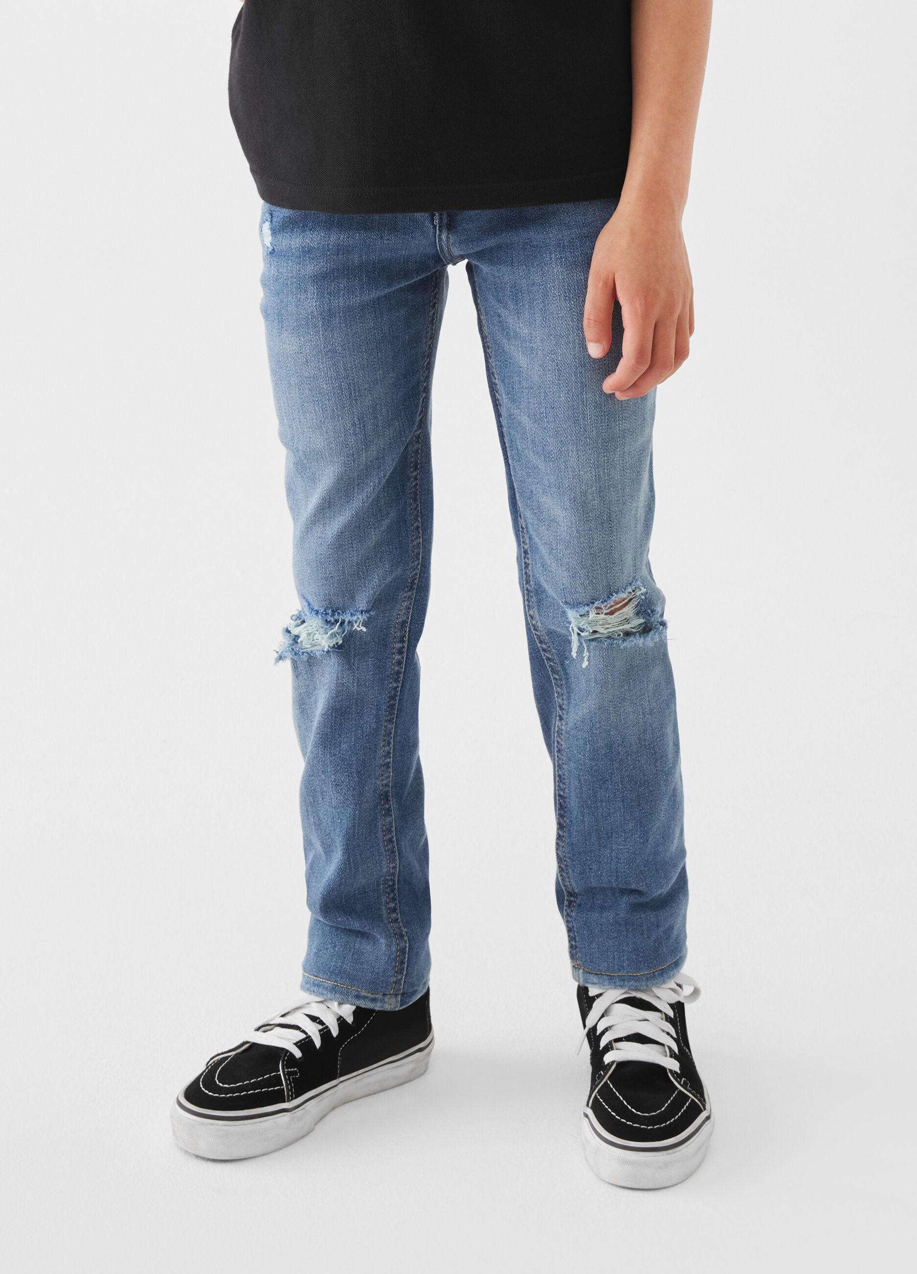 Skinny-fit jeans with abrasions