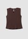 Brown sleeveless pleated-texture blouse, regular fit_5