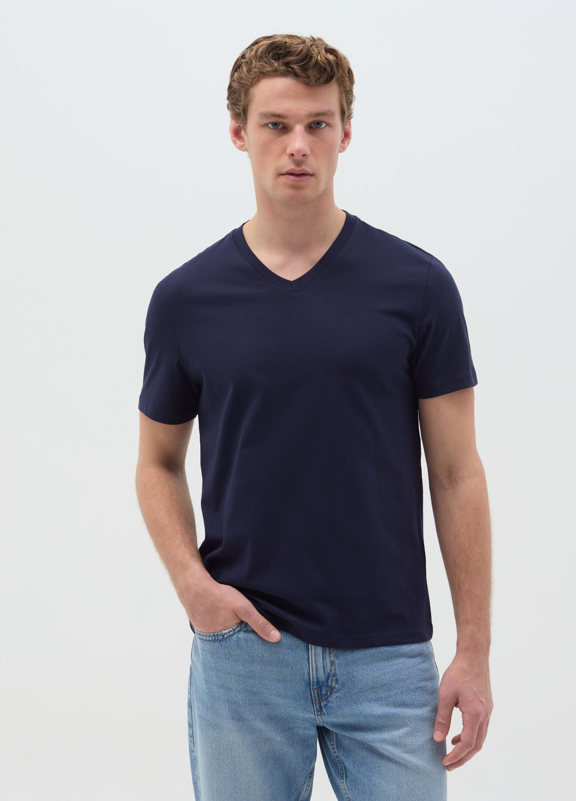 Cotton V-neck T-shirt