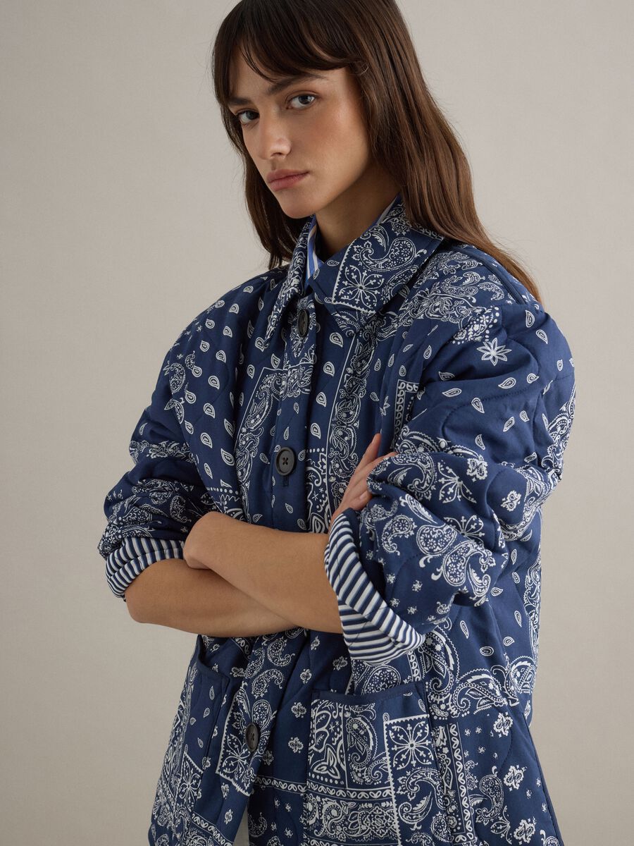 Multicolour padded jacket in pure cotton regular fit with pattern_0