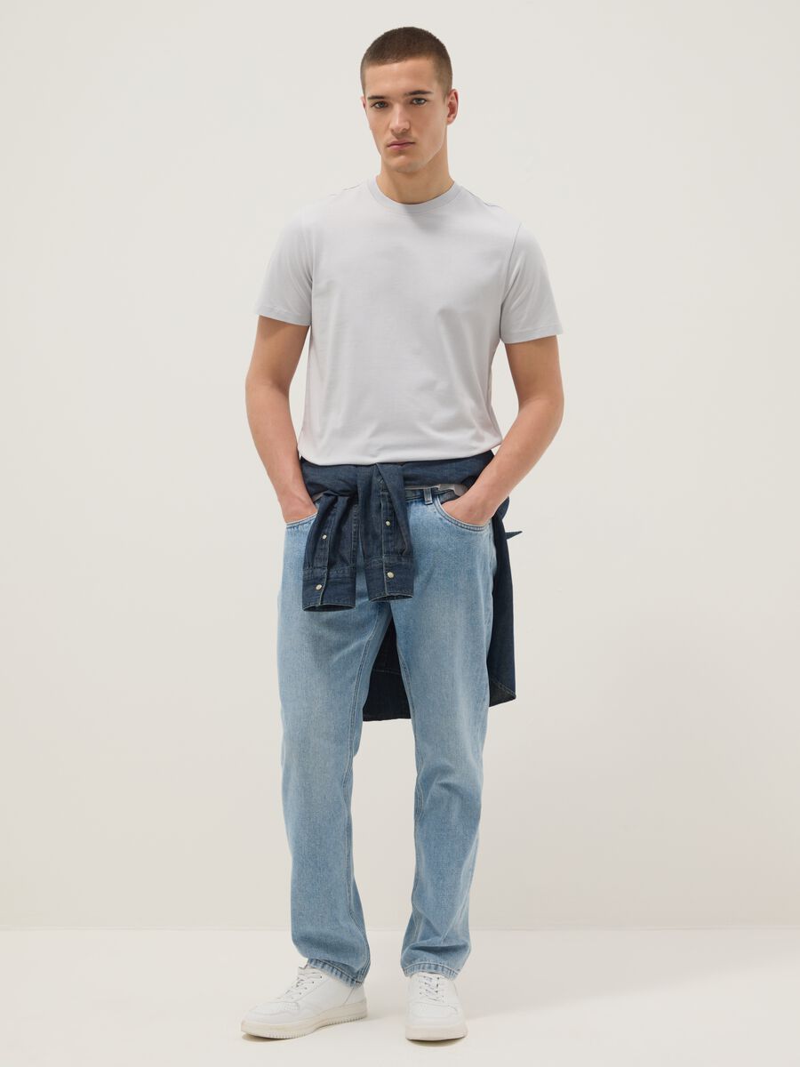 Grey short-sleeve pure cotton t-shirt regular fit_2