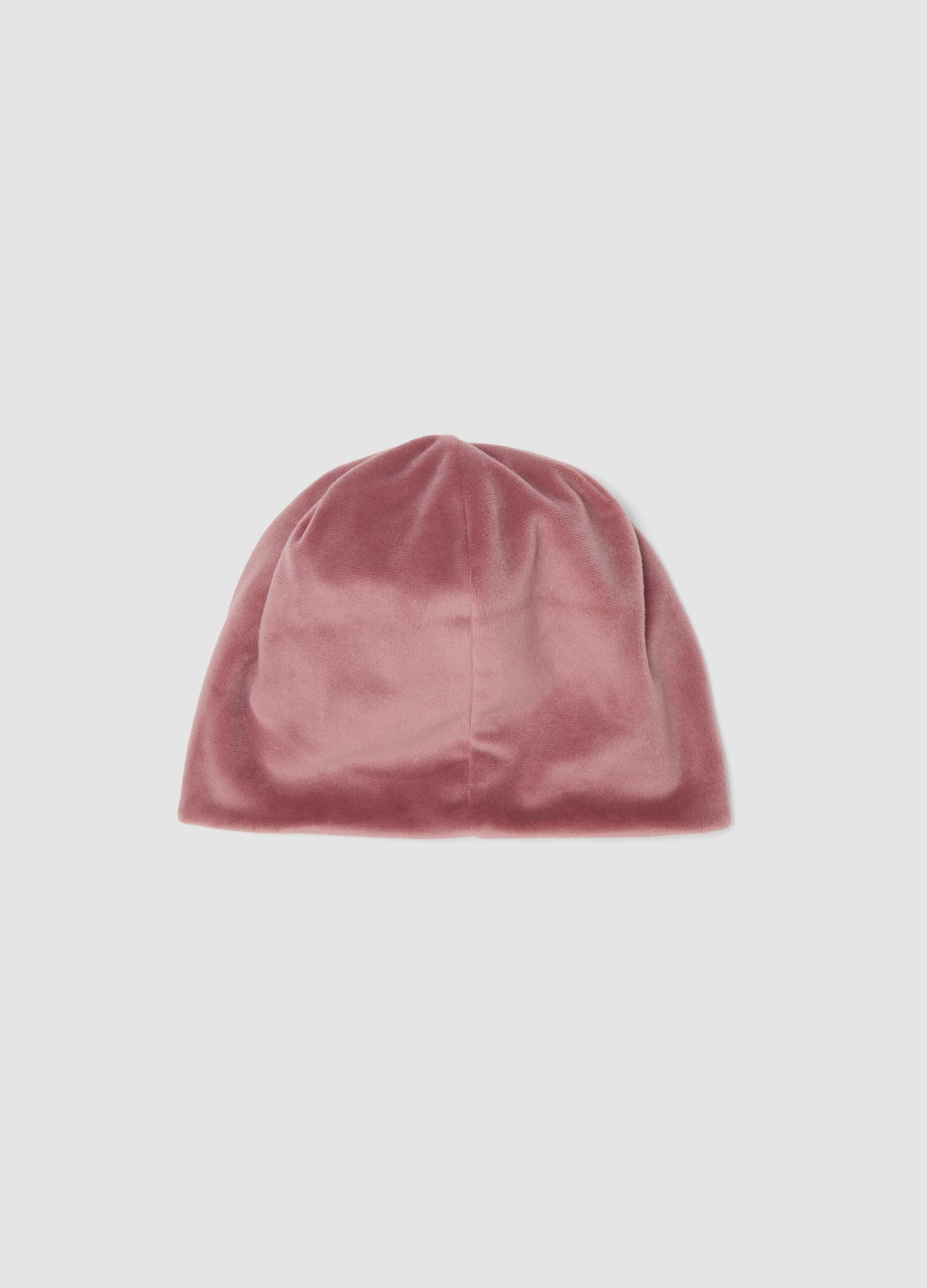Pink organic cotton jersey hat with Minnie embroidery for baby girl