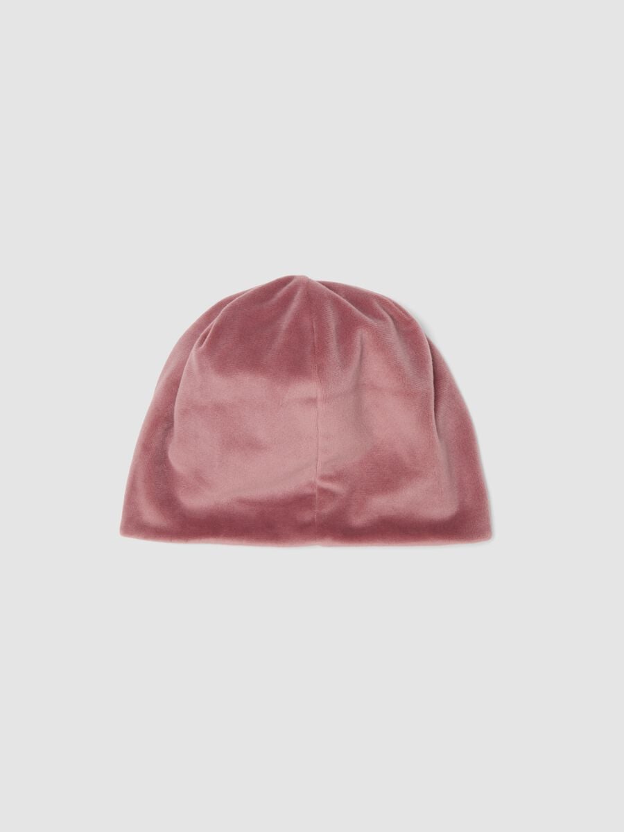 Cappello rosa in cotone organico jersey con ricamo Minnie per bimba_1