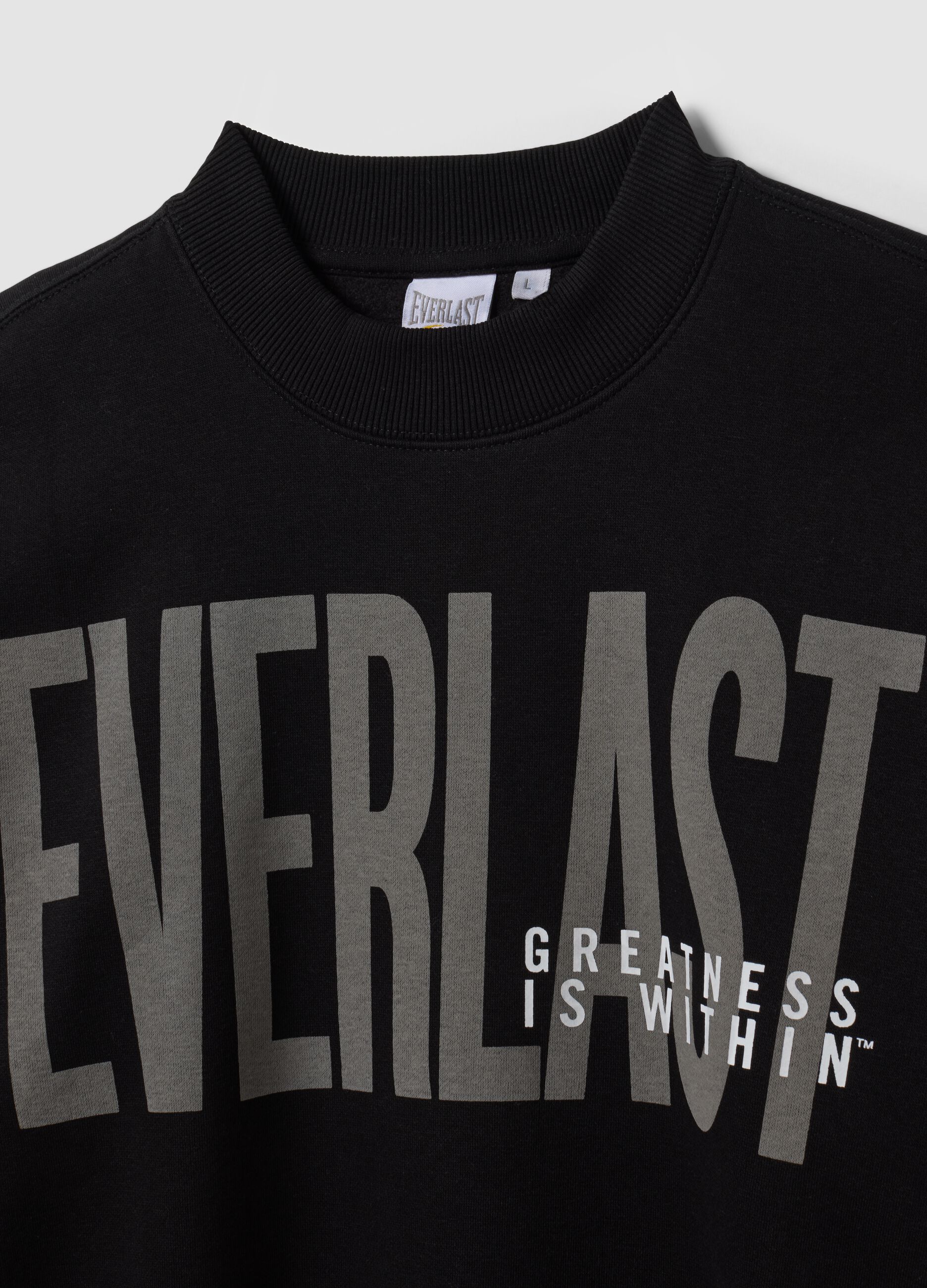 Black cotton-blend sweatshirt with front logo