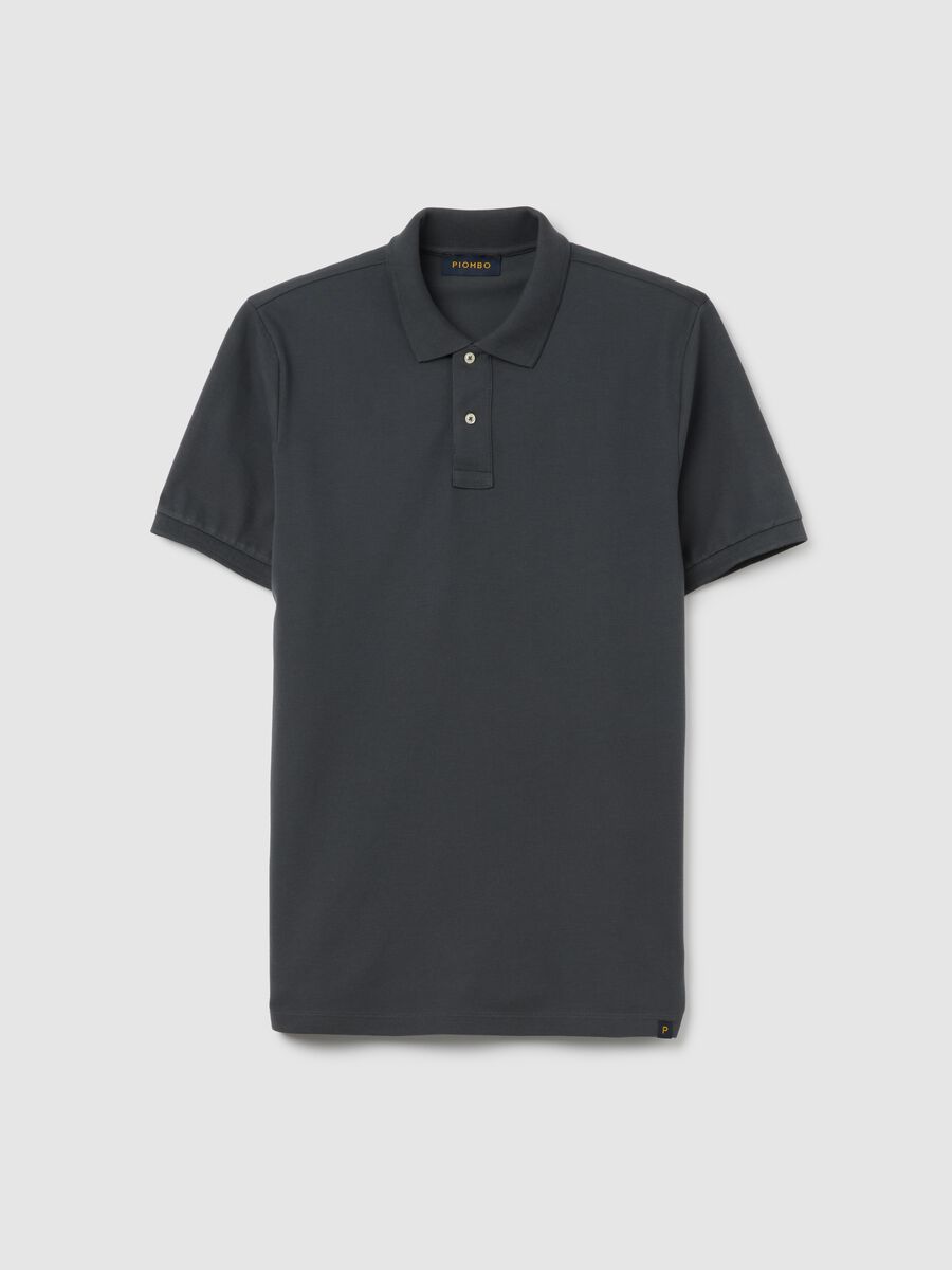 Short Sleeve Grey Polo in Cotton Piquet_4