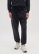Black cotton blend regular fit trousers_1