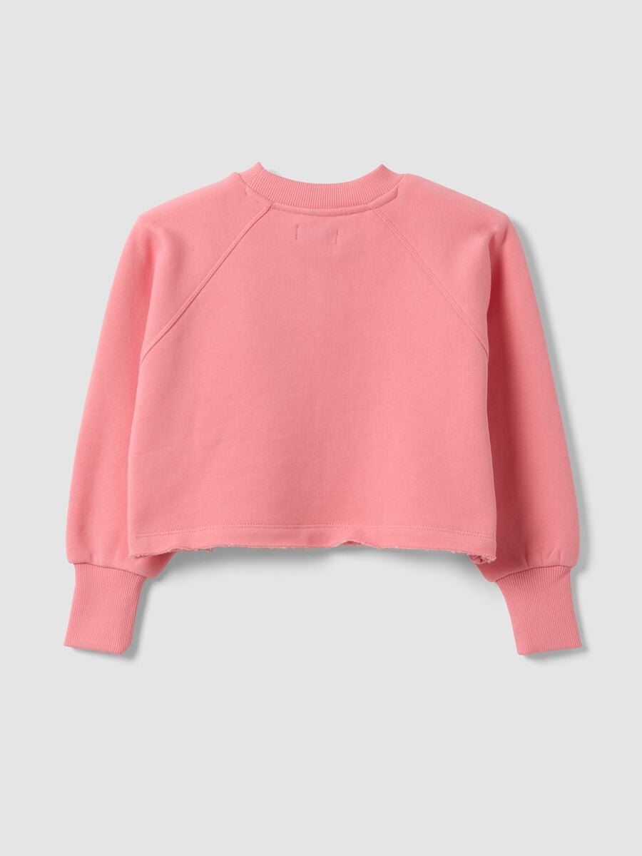 Felpa rosa crop in misto cotone a girocollo relaxed fit per bambina_2
