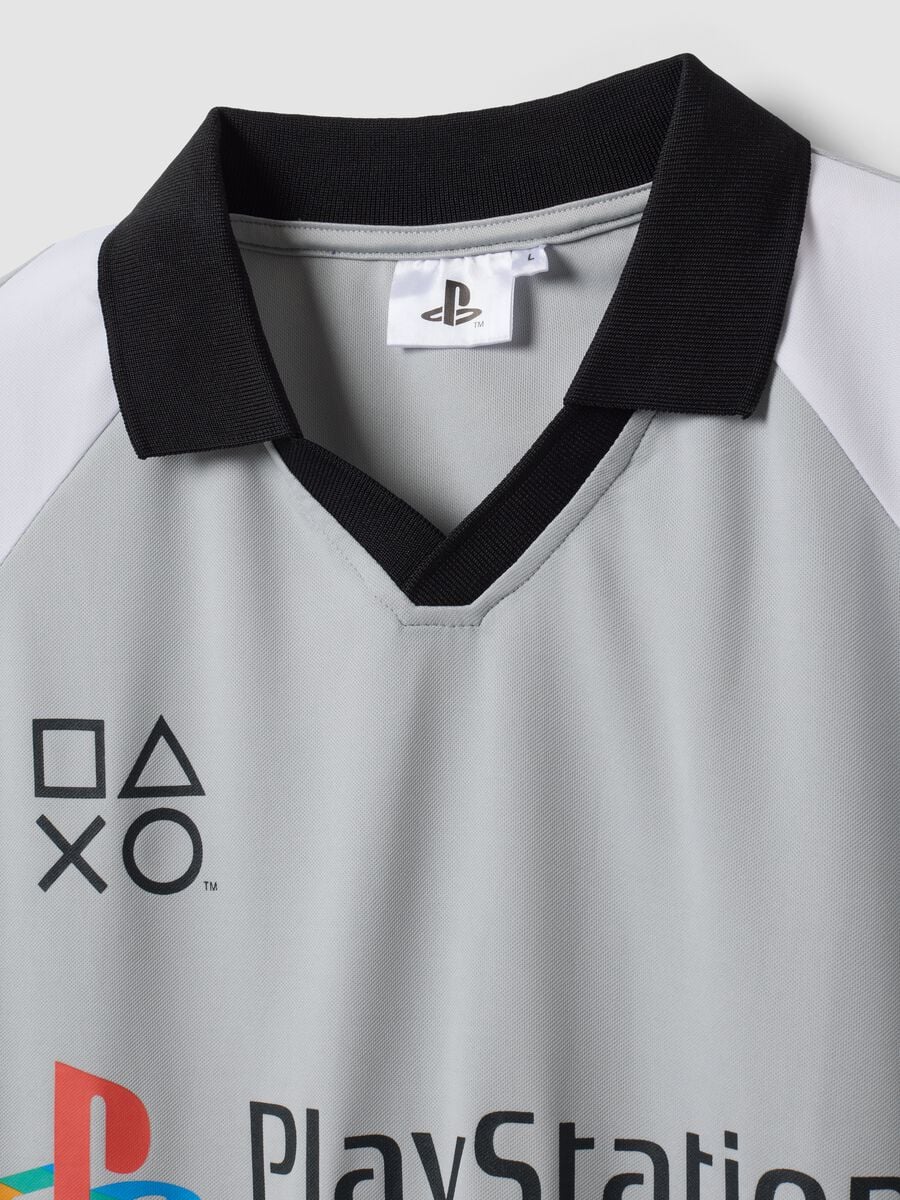 Grey PlayStation V-neck short-sleeve T-shirt_5