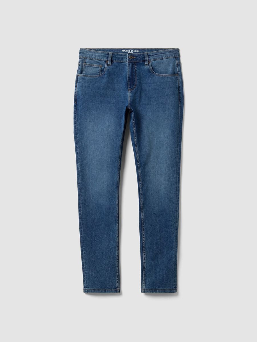 Skinny fit stretch cotton denim jeans_4