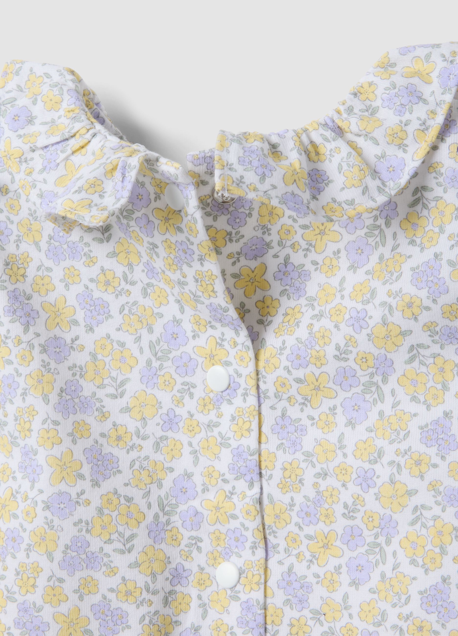 Purple and white pure organic cotton set with floral top and leggings