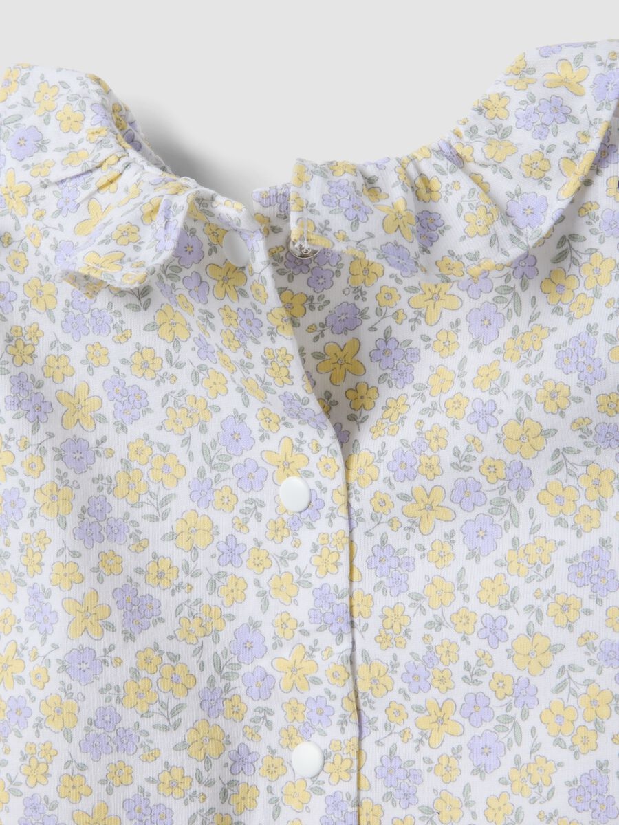 Purple and white pure organic cotton set with floral top and leggings_3