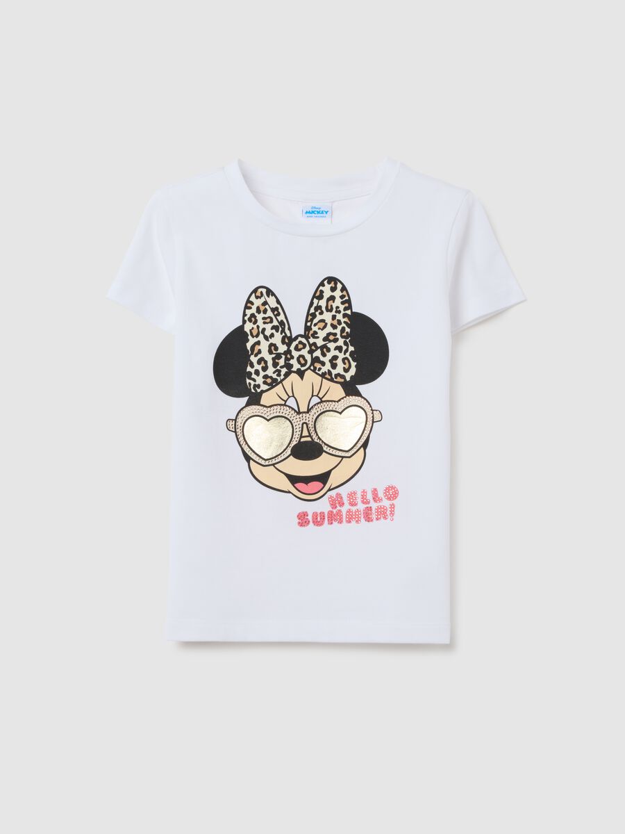 Girls' white stretch cotton t-shirt with print_0