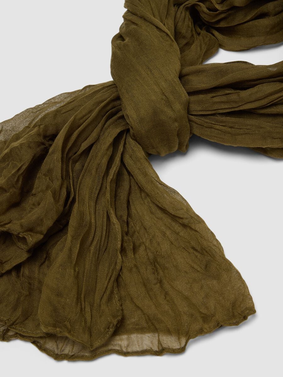 Green semi-sheer crinkle-effect scarf_1
