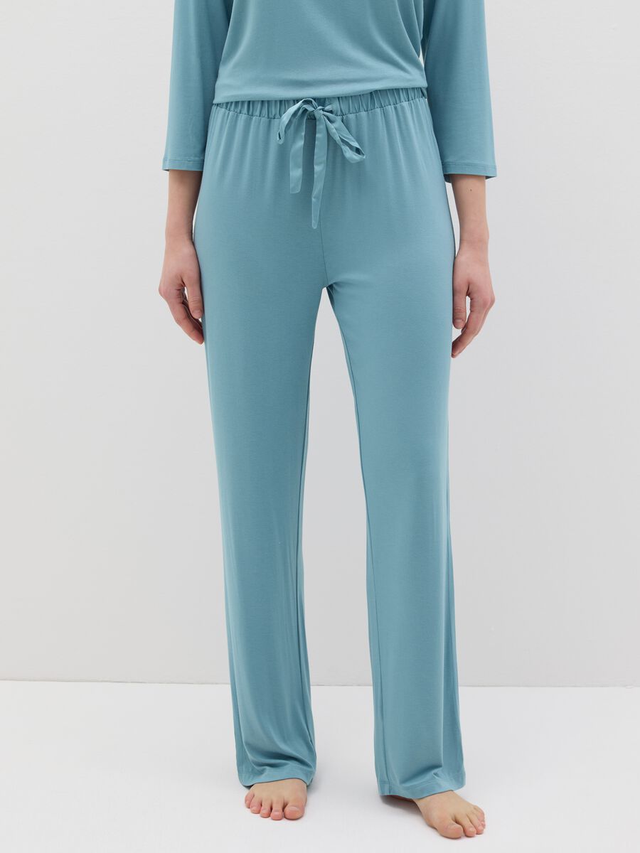 Blue pyjama trousers with drawstring_1