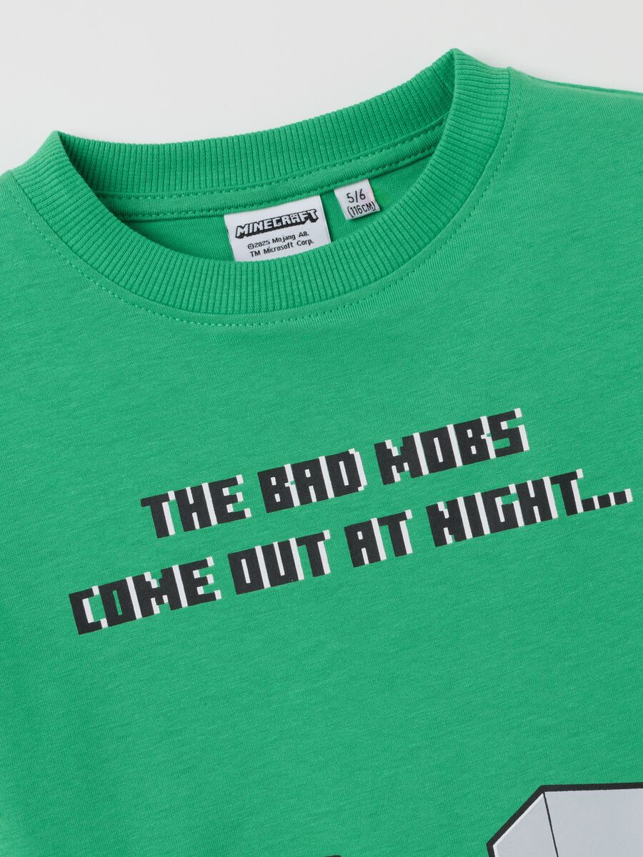 Kids' regular fit green pure cotton T-shirt with Minecraft print_2