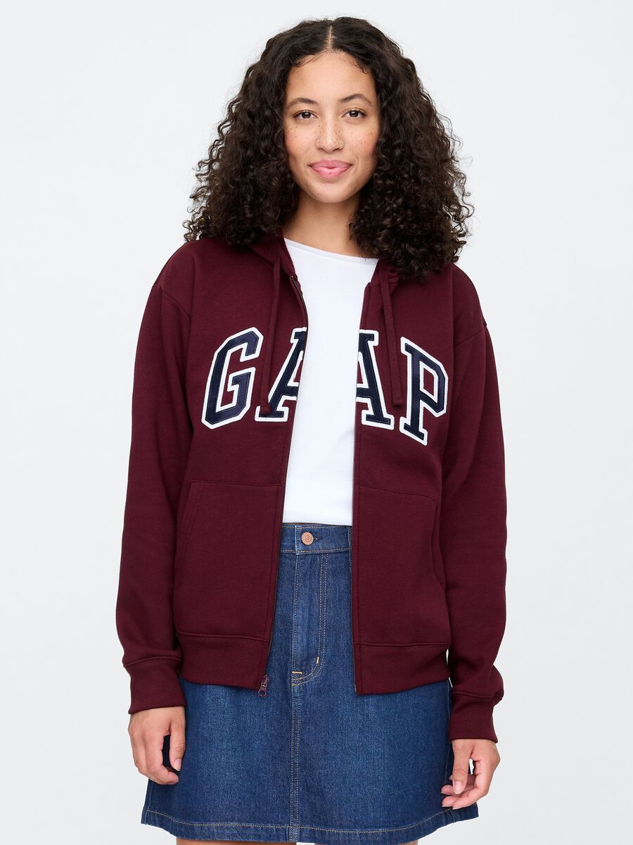 GAP logo zip-up hooded sweatshirt in cotton blend_0