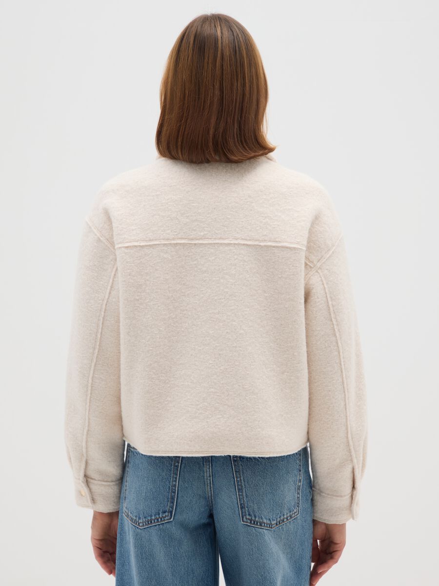 White Regular Fit Jacket with Zip_3