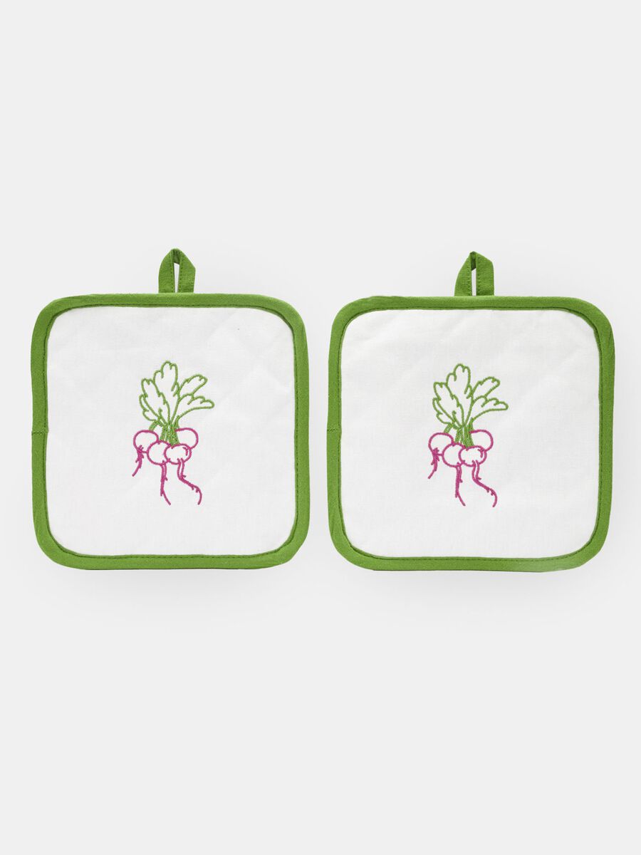 Set of 2 pot holders in cotton with embroidery_0