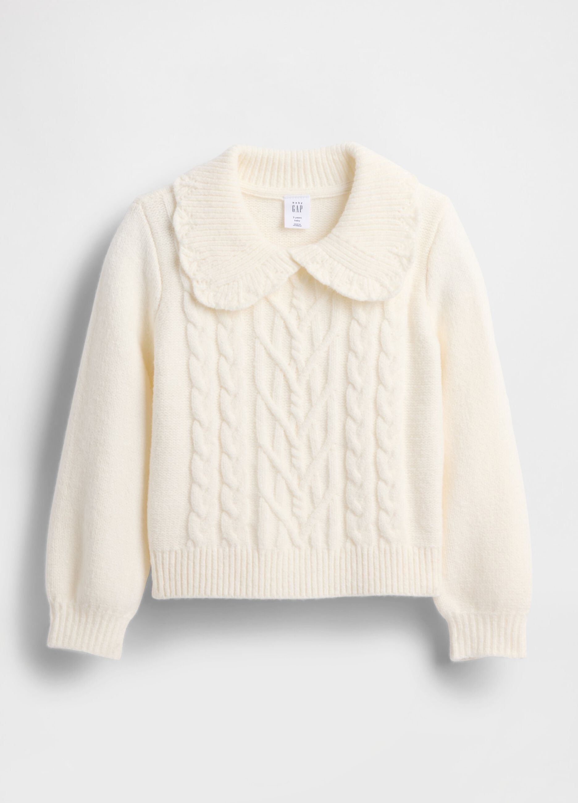 White Sweater for Girls in Material Blend