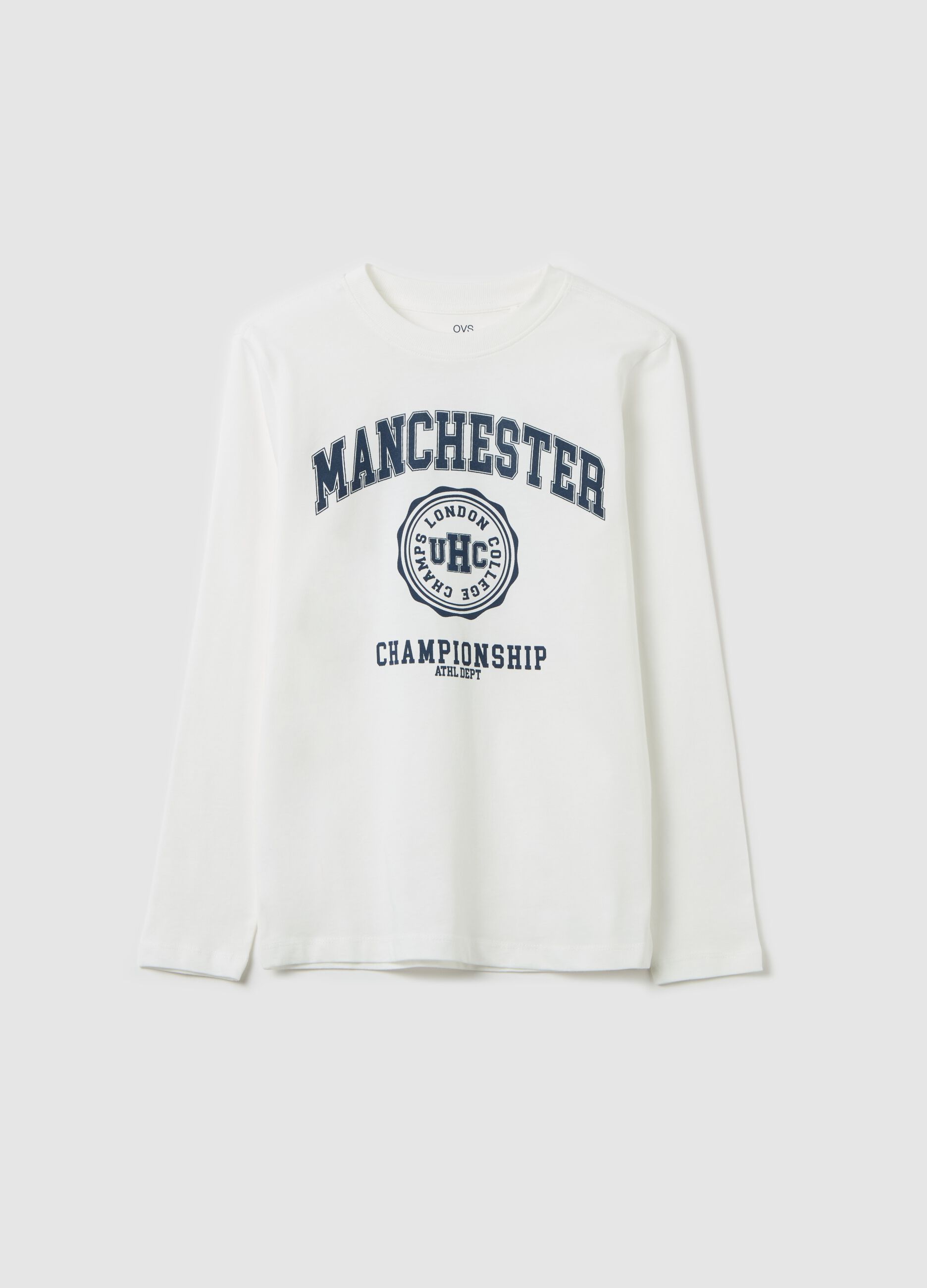 T-shirt a maniche lunghe in cotone con stampa