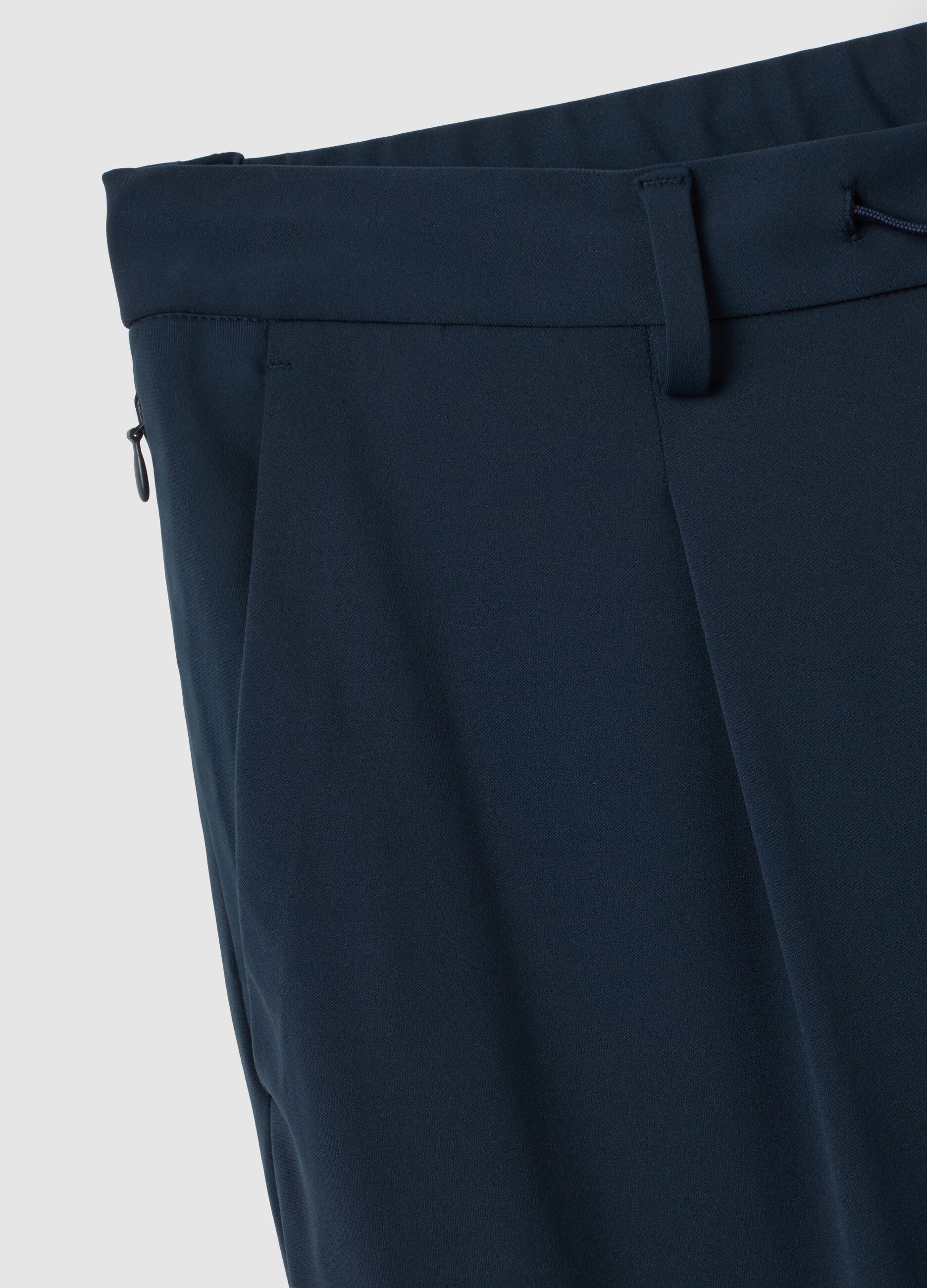 Blue Stretch Fabric Trousers Regular Fit