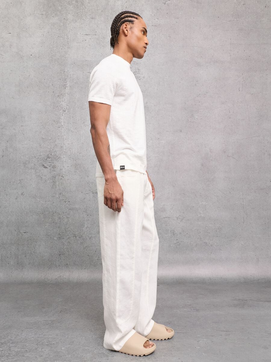 100% Linen Wide Leg Pants White_3