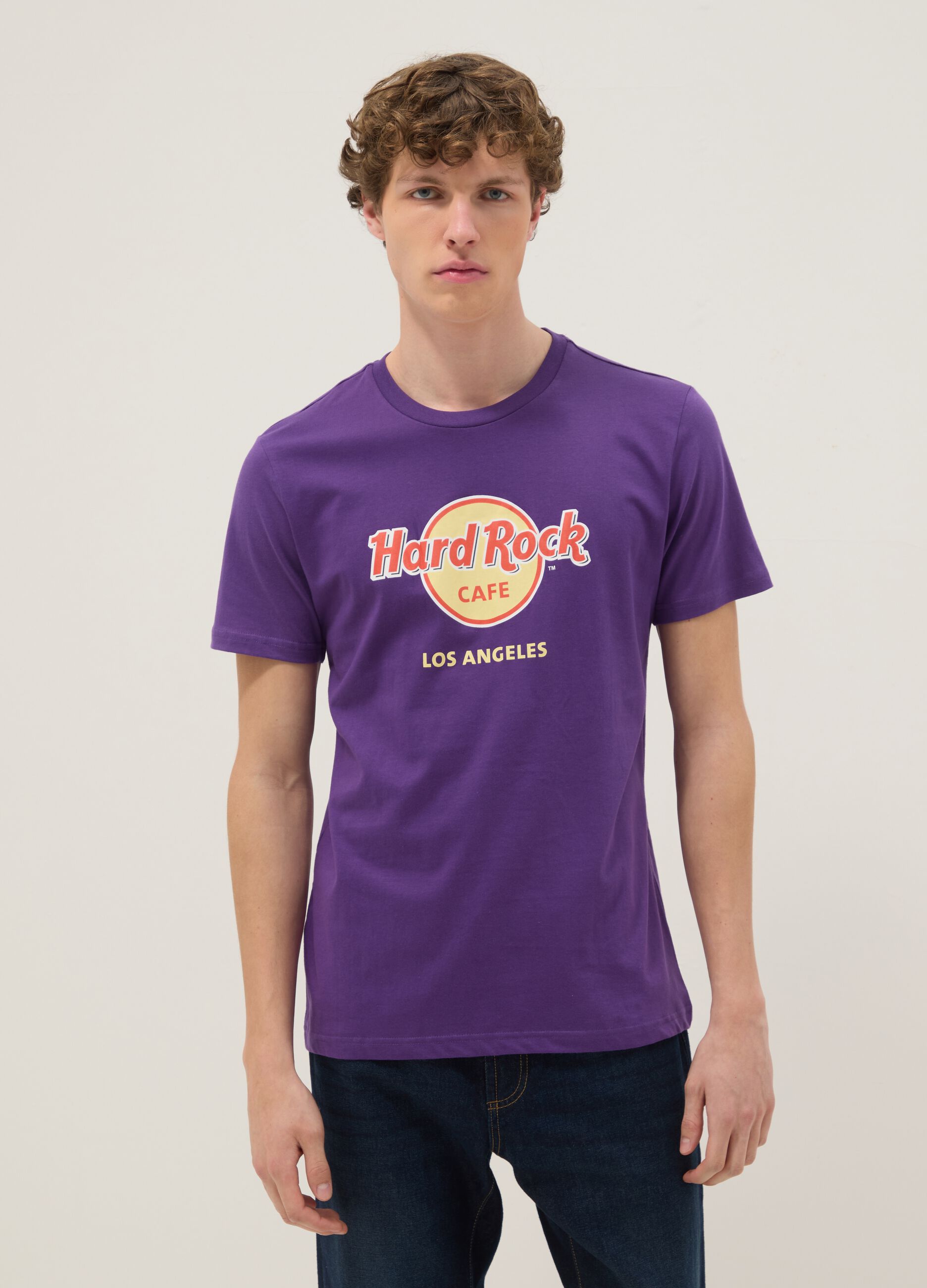 Purple Hard Rock Cafe logo T-shirt in pure cotton, regular fit