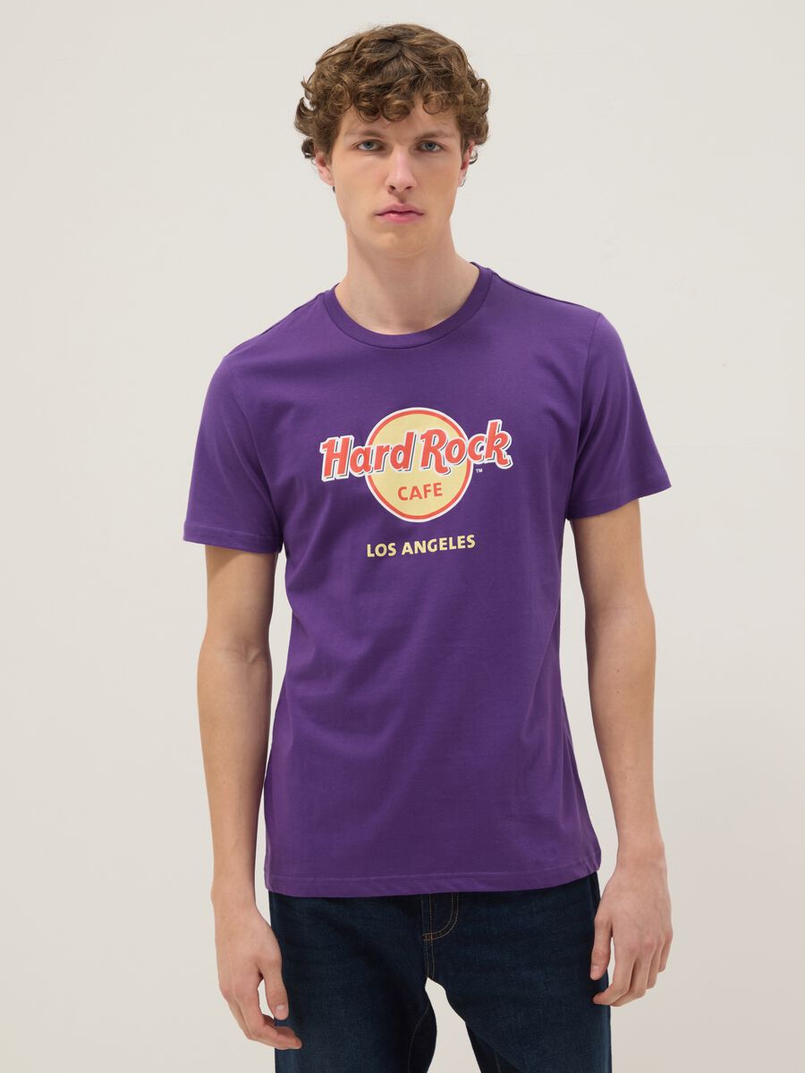 Purple Hard Rock Cafe logo T-shirt in pure cotton, regular fit_0