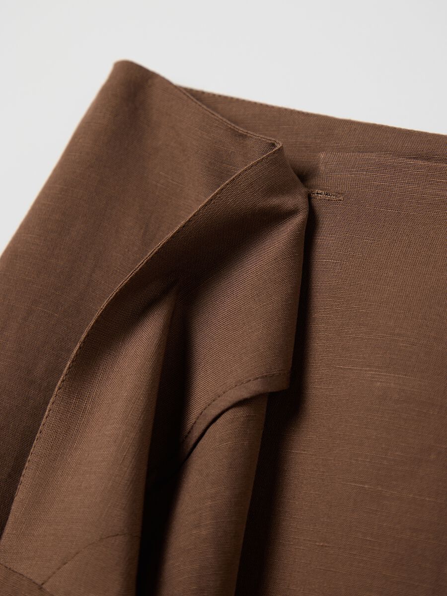 Brown wraparound midi skirt with knot_5