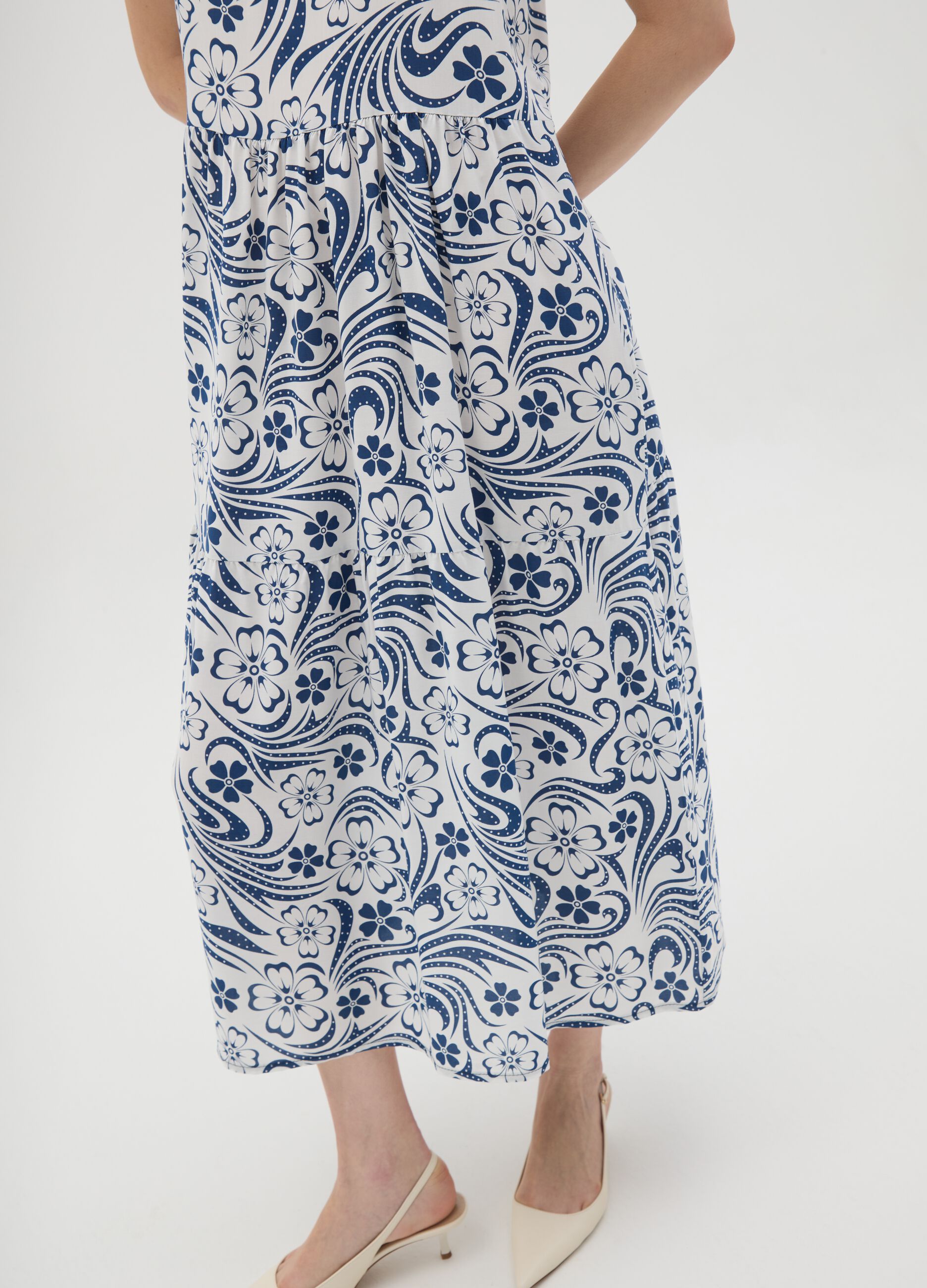 Women's long dress in pure multicolour viscose regular fit